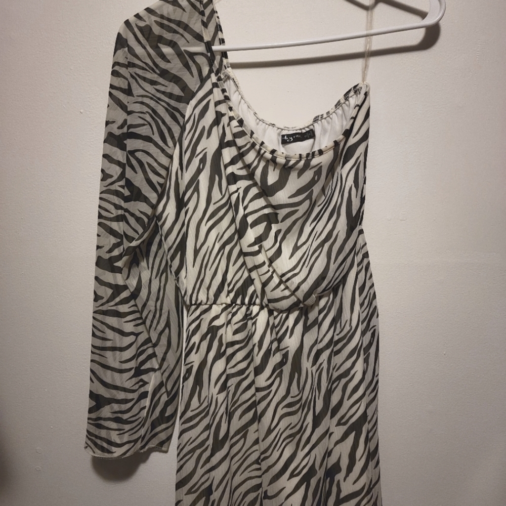 Ruby Rox Zebra Print One Shoulder Dress